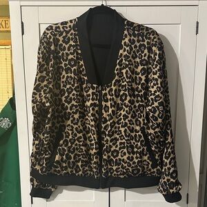 Stella & Dot Bomber Jacket Reversible Leopard & Black XXL